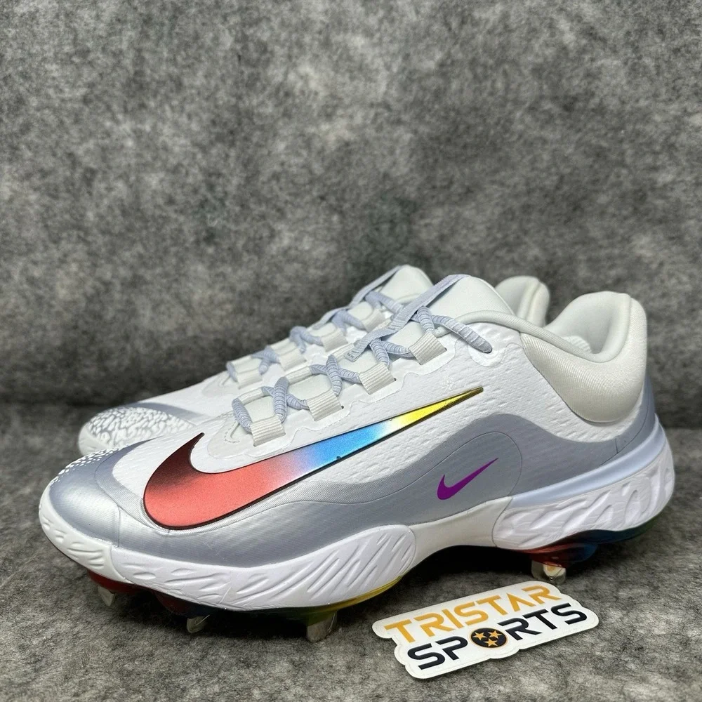 Nike Alpha Huarache Elite 4 Metal Baseball Cleats Men Size 7 Rainbow FD2745-106